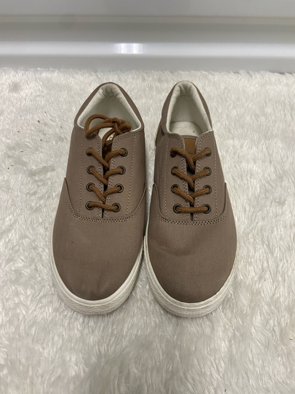 Place Men's Canvas Sneakers in Taupe with Brown Laces